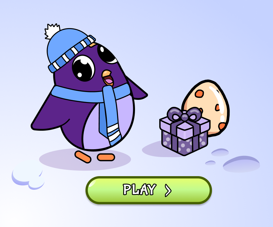 image of a purple penguin showcasing the games of the app PucPuc, which is a fun educational app where kids explore animals through sounds and interactive games while learning along the way.